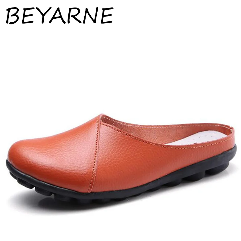 BEYARNE/2018 модная женская обувь из натуральной кожи Новинка Летние дышащие тапочки