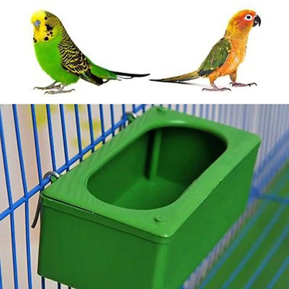 Plastic Green Food Water Bowl Cups Parrot Bird Pigeons Cage Cup Feeder