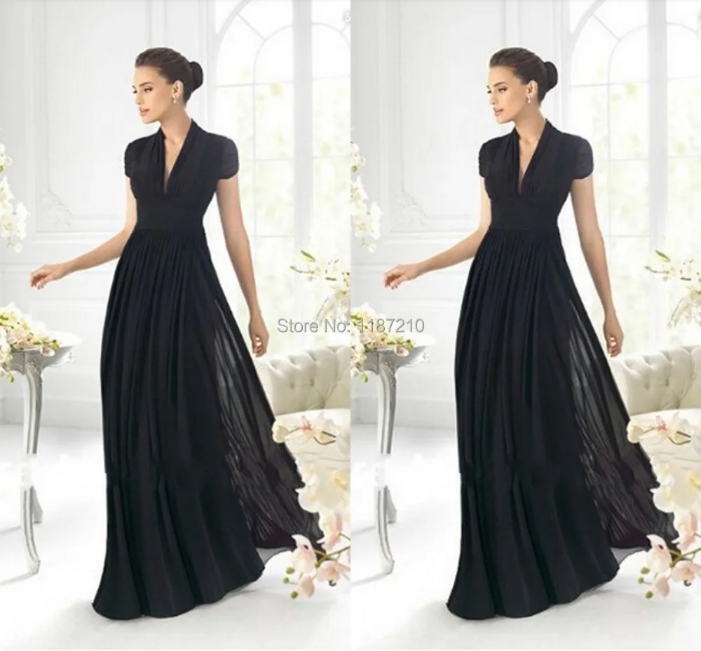 2015 Cheap Simple Evening Dresses Under 100 Black Short Sleeves Prom