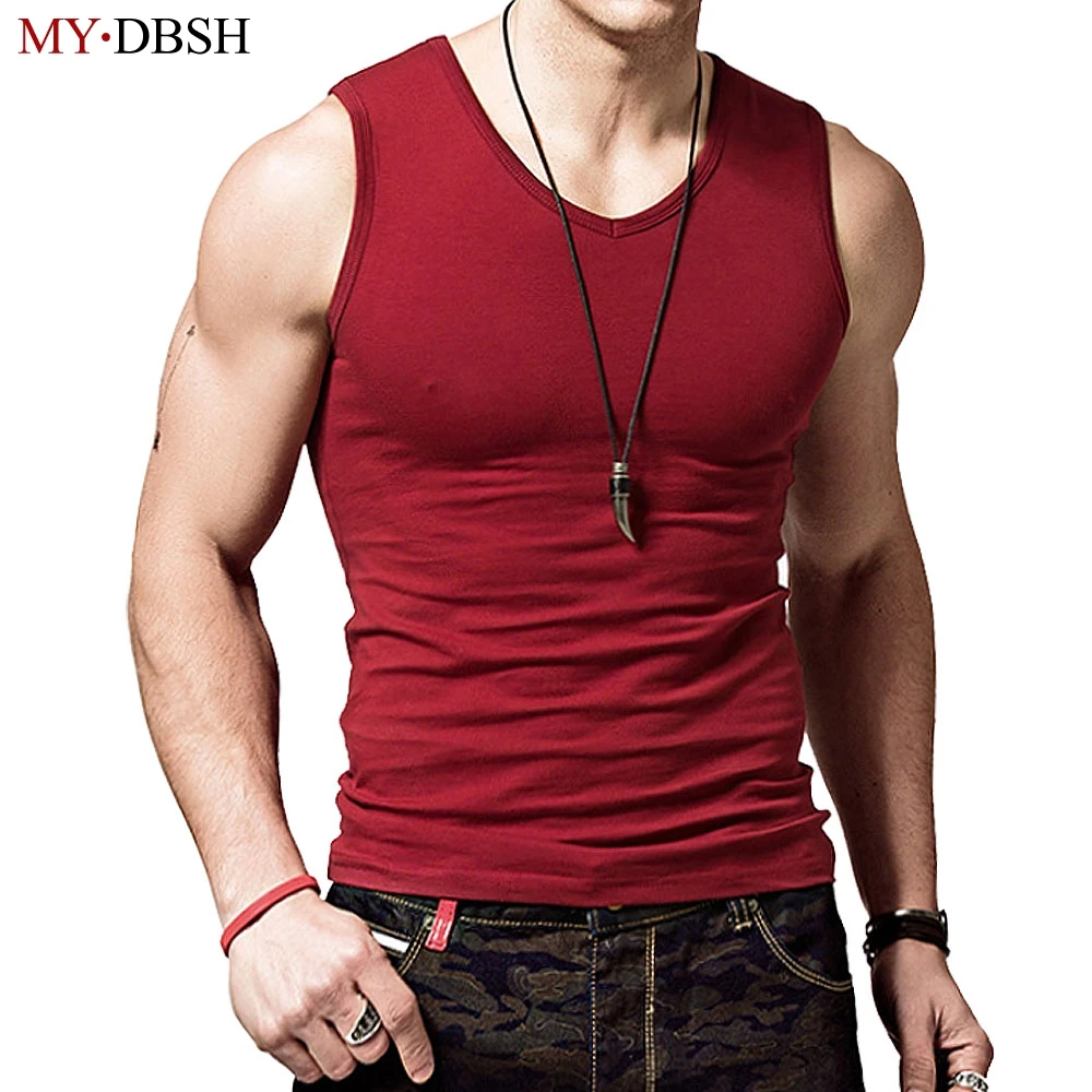 100 Cotton Big Size Summer Men's Clothing Tank Tops Solid Color