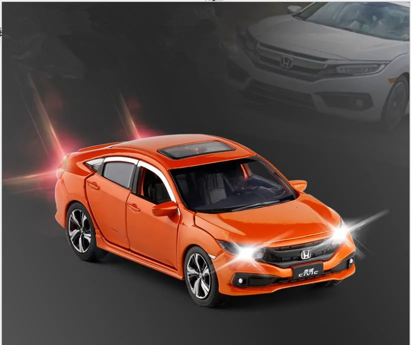 Goedkoop 132 hoge simulatie Civic auto model, 6 open deur simulatie geluid en licht speelgoed, nieuwe producten hot