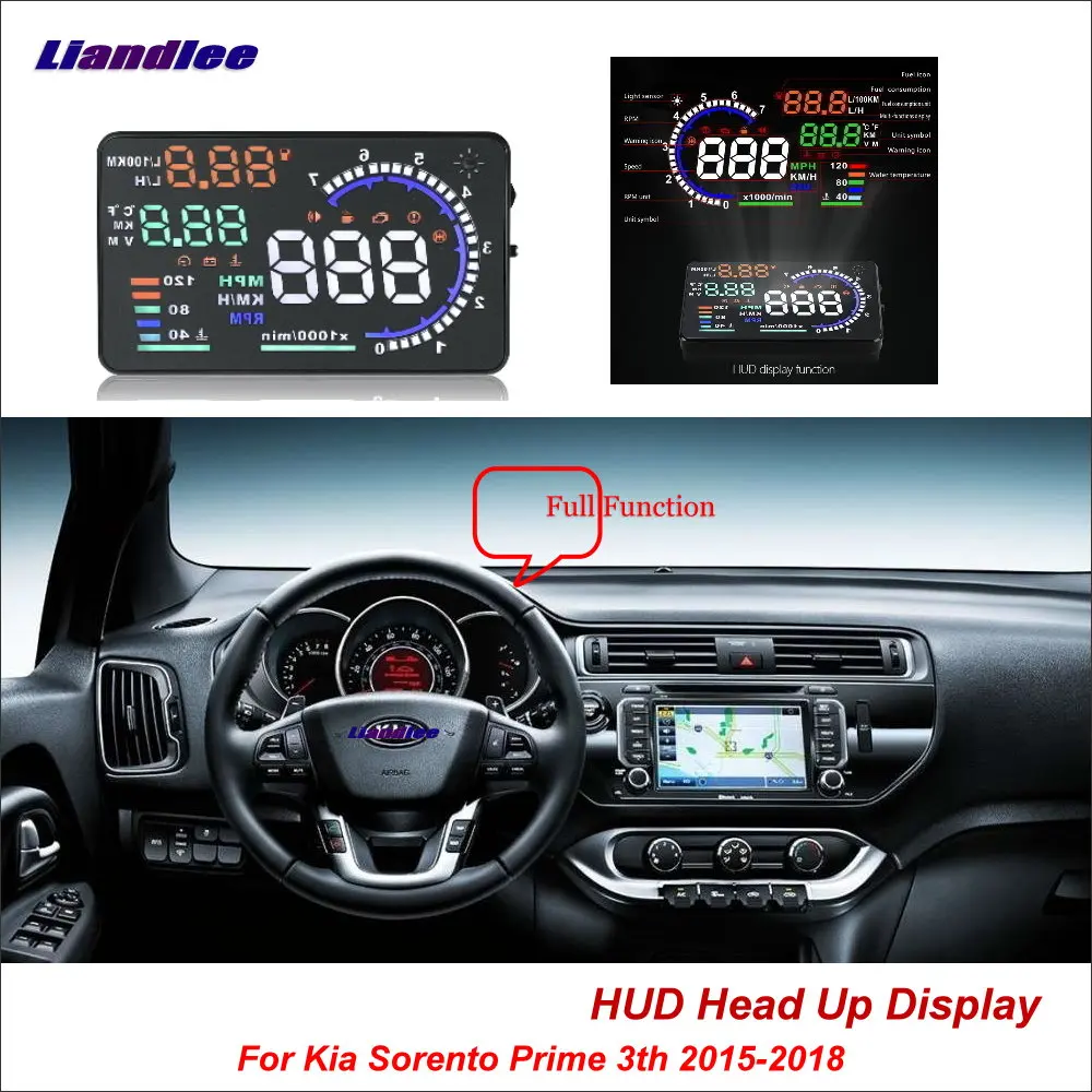 

Liandlee Car Head Up Display HUD For Kia Sorento Prime 3th 2015-2018 Dynamic Driving Computer HD Projector Screen OBD Detector