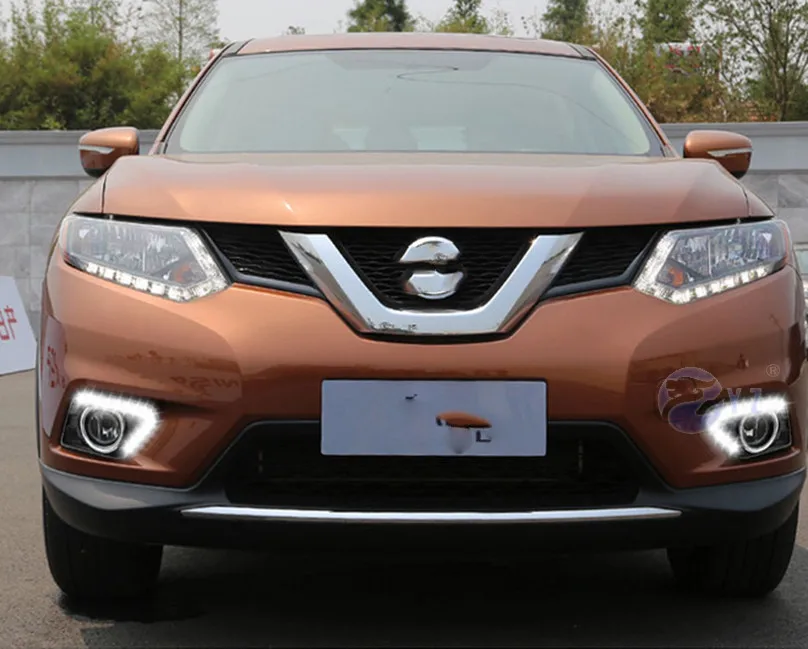 Автомобильный Flahing 1 пара DRL для Nissan X-Trail Xtrail X trail дневные ходовые огни Противотуманные фары крышка фары 12 В