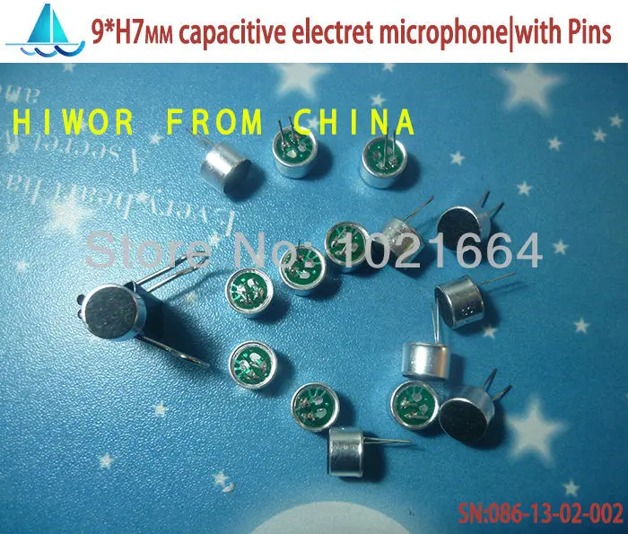 

(100pcs/lot)(Acoustic|Microphone) 9*H7MM, Capacitive electret microphone,DIP, With pins, pickup sensitivity: 52DB