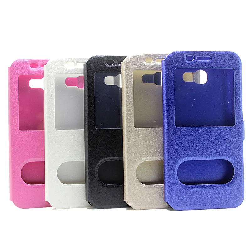 

leather Case For Samsung Galaxy A520 A5 2017 Cover Silk pattern Double open window flip Stand Mobile Phone Cases