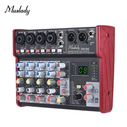 Muslady SM-68 Портативный 6-канал звуковой карты микшерный пульт Встроенный 16 эффектов с USB аудио Интерфейс