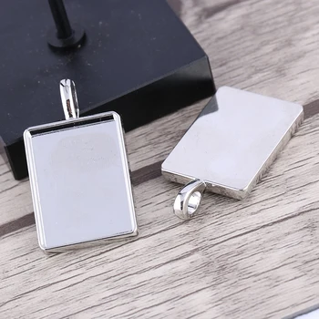 

8pcs 18x25mm cabochon pendant base trays retangle cameo bezel setting blanks for jewerly making diy supplies