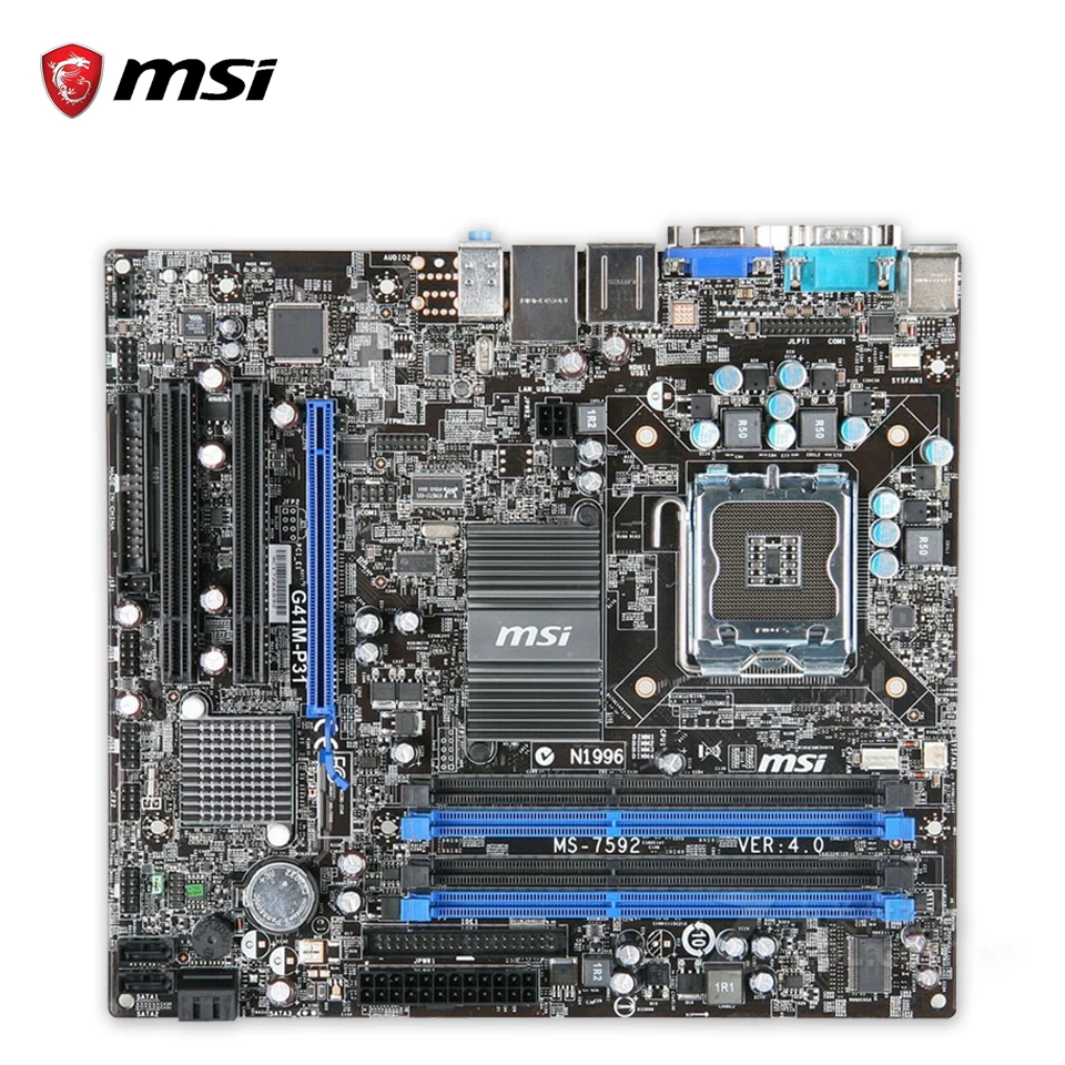 Original MSI G41M-P31 Desktop Motherboard G41 Socket LGA 775 DDR3 8G SATA2 USB2.0 Micro-ATX 100% Fully Test intel g41 micro atx lga 775 computer motherboard multicolored