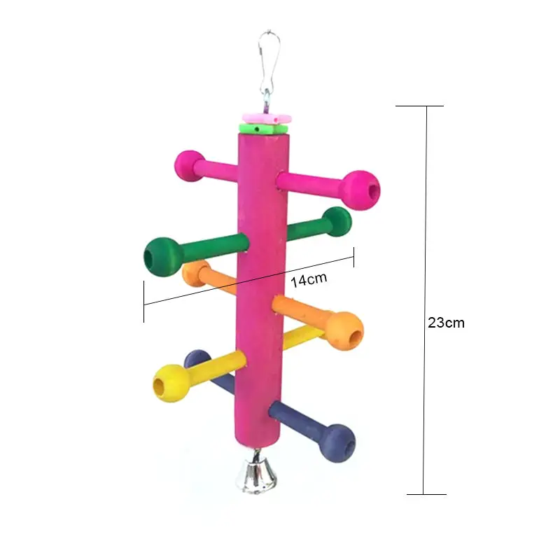 JX-LCLYL 200*160mm Bird Parrot Perch Stand Play Fun Toys Cage Gym Climbing Wooden Rotate Ladder