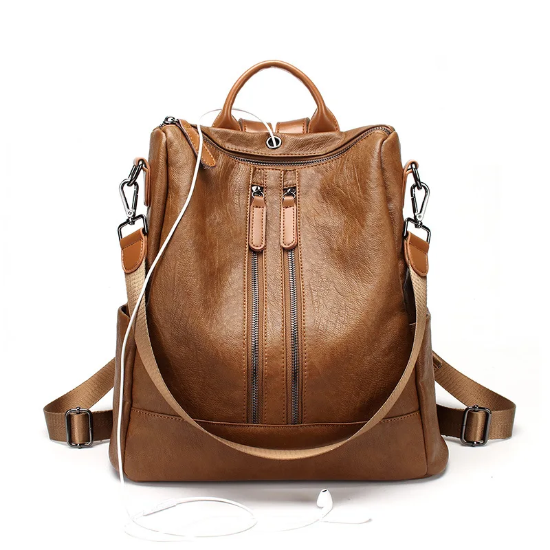 2018 Genuine Leather Women Backpack Simple Casual Schoolbag Medium Size ...