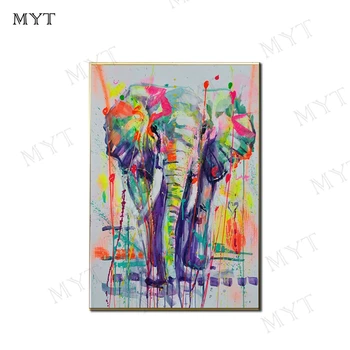 

MYT Modern Living Room Wall Decor Elephant Painting Modern Canvas Art Hand Painted Animal Picture Art Oil Painting No Framed