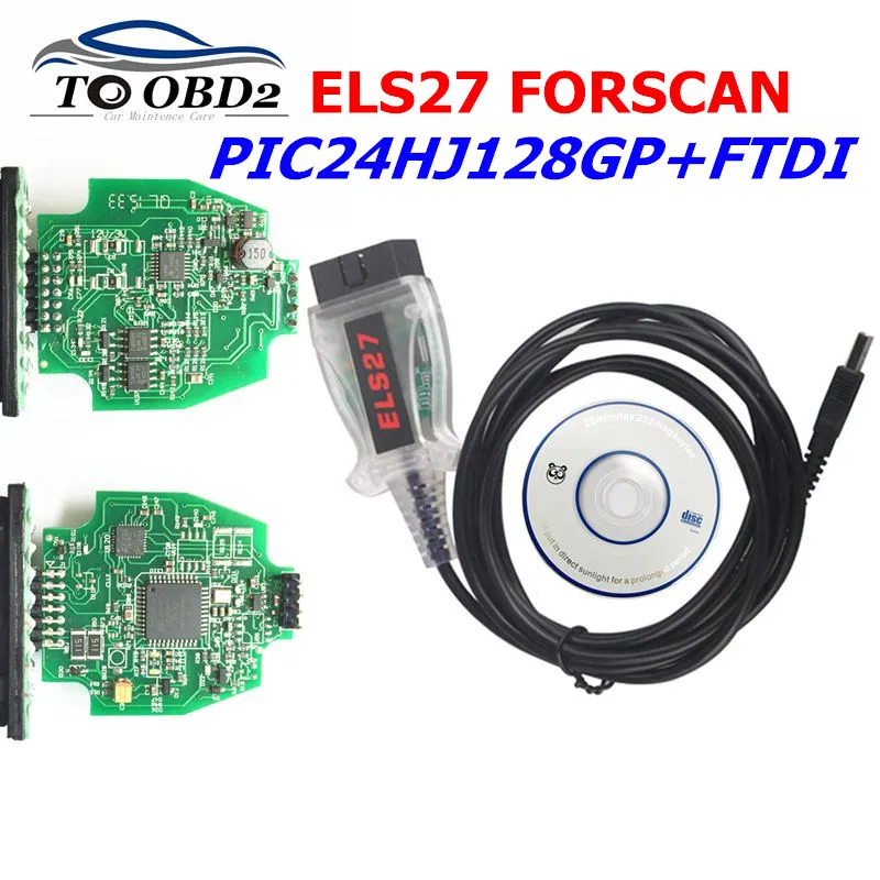 

V2.3.8 ELS27 FORScan Green PCB PIC24HJ128GP+FTDI Mircochip Works ELM327&J2534 Pss-Thru For Mazda for Mercury for Ford for Lincol