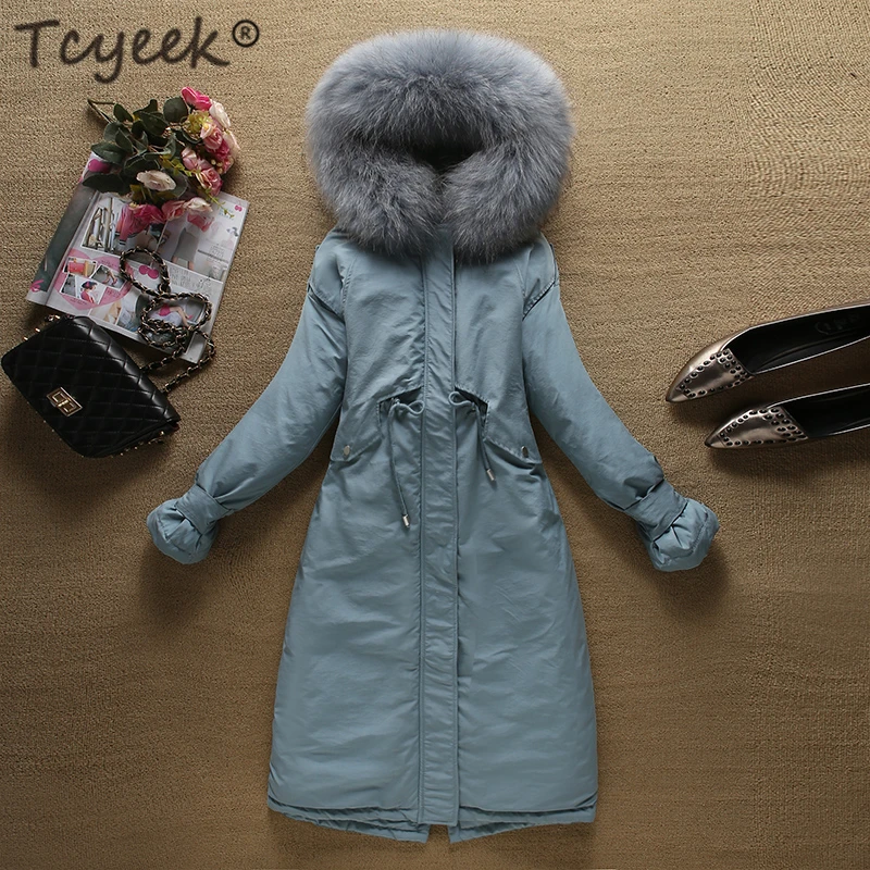

Tcyeek Winter Female Jacket+large Fur Hooded 90% Duck Down Jacket Women Clothes 2019 Korean Warm Long Coat Ladies Coats 85110240