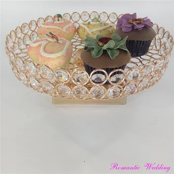 

12pcs/lot Romantic Cup Cake Stand Gold Metal Crystal Dessert Tray for Wedding Party Event Home Usage
