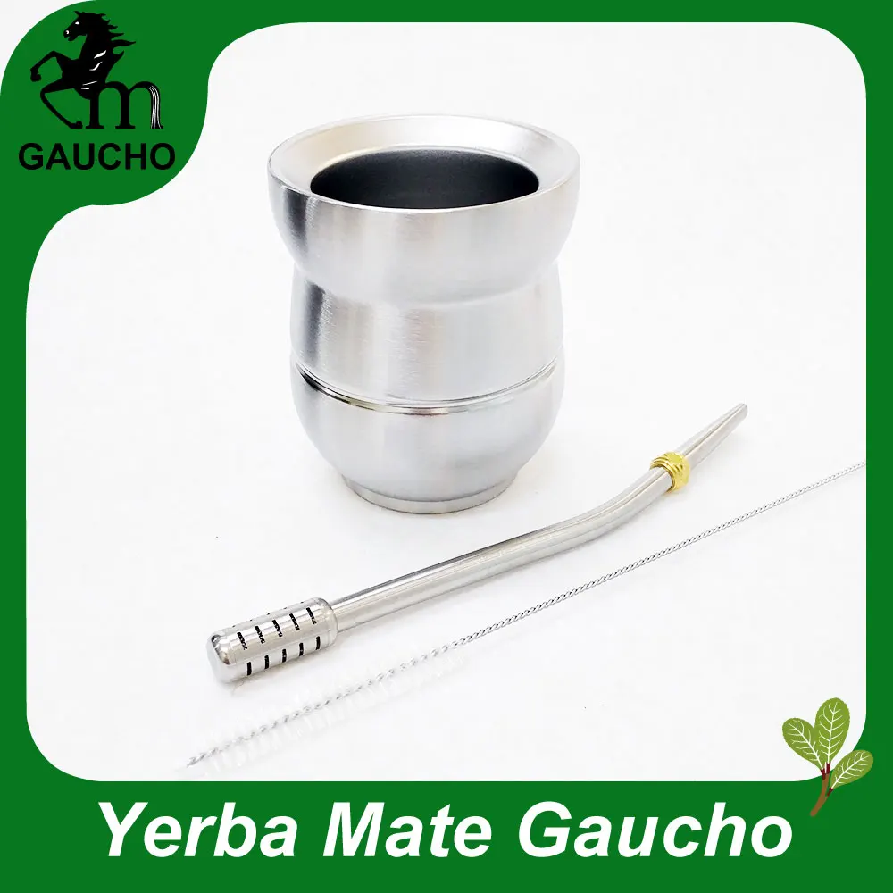 1 компл./лот Yerba mate Gourds наборы из нержавеющей стали Calabash двойная стена с трубка для травяного чая мате и чистящей щеткой