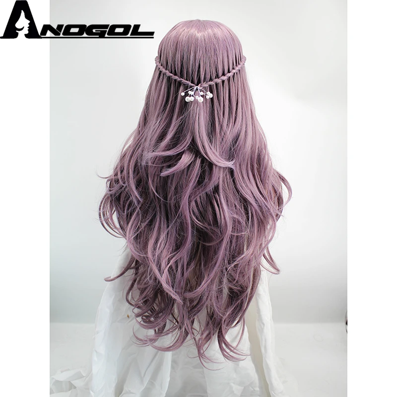 Anogol долго естественная волна фиолетовый Плетеный свадебные высокие Температура