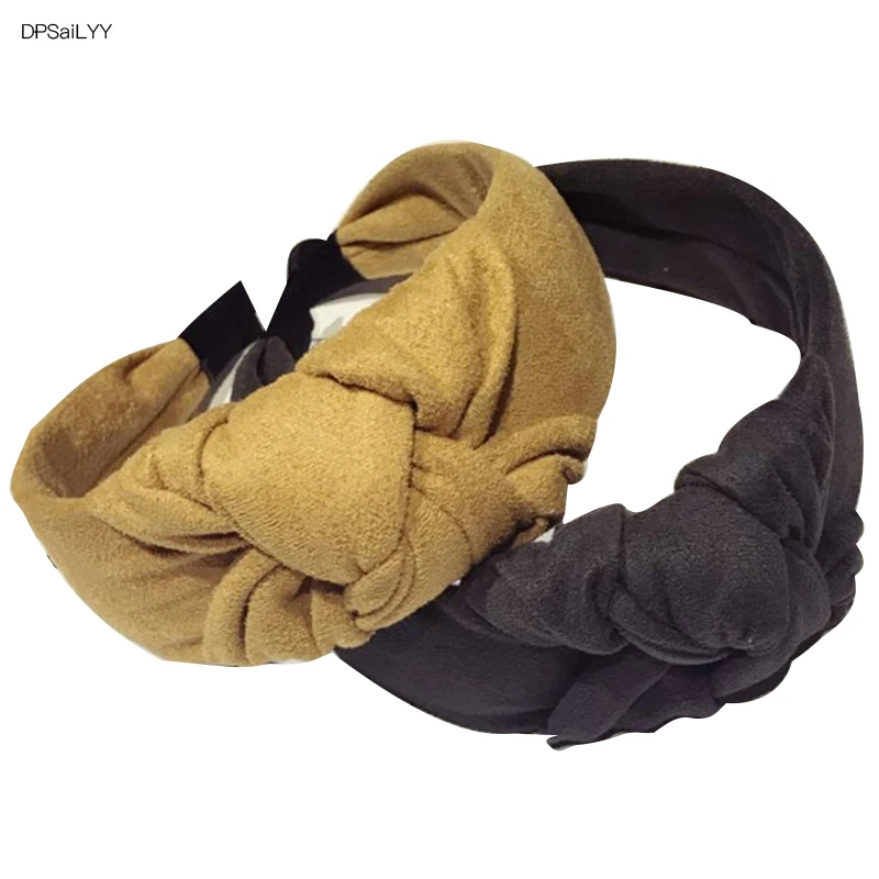 

DPSaiLYY 1PC Winter Women Hair Accessories Top Knot Turban Headband Solid Velvet Hairband Non Slip Stay on Knotted Headband