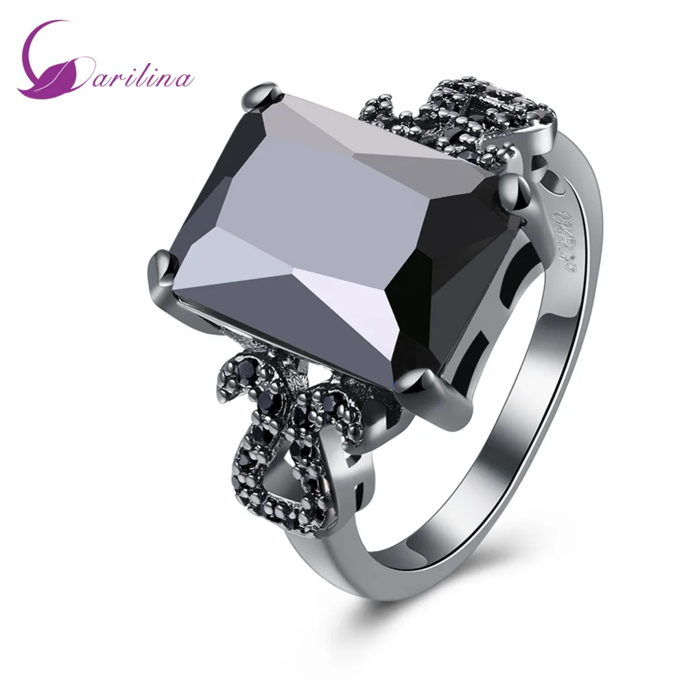 

Exquisite jewelry Black Cubic Zirconia Rings for Women Black Gun Wedding Ring size 6 7 8 9 R2069