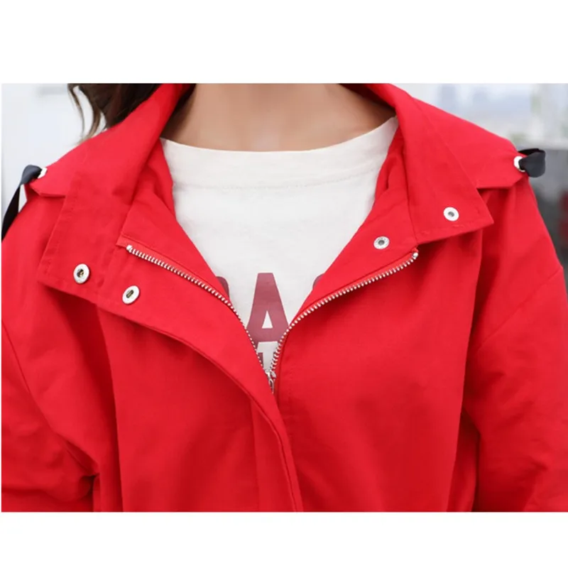 Женская ветровка весна осень новая корейская мода студентов пальто с капюшоном пальто Свободное повседневное женское длинное пальто Тренч