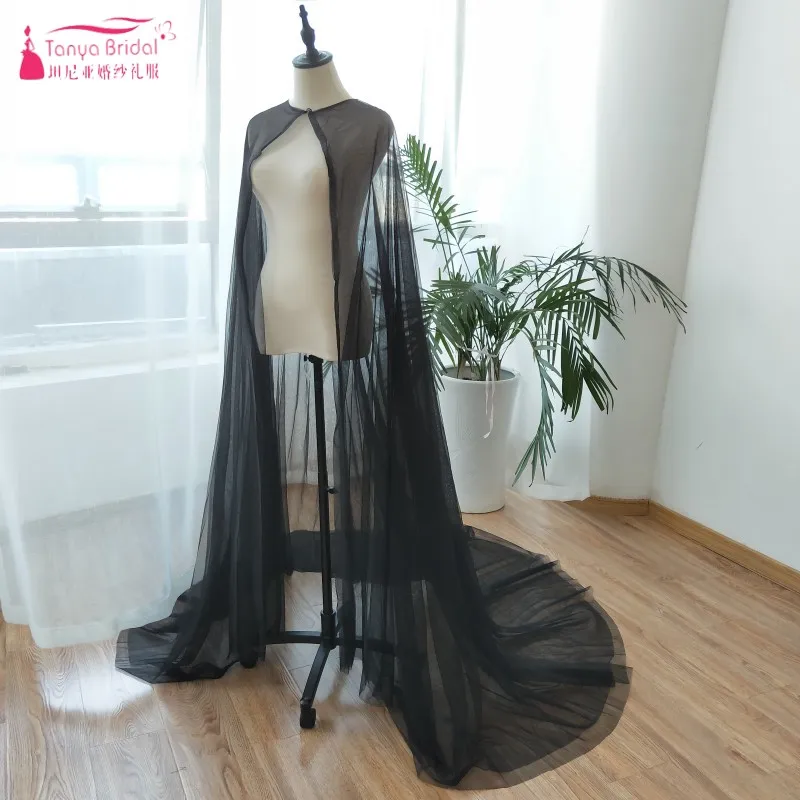 Черная накидка для свадьбы, двухслойная Тюлевая накидка, длина 2 м, аксессуары для косплея, одежда для Хэллоуина, недорогая Свадебная шаль ZJ019 - Цвет: Черный