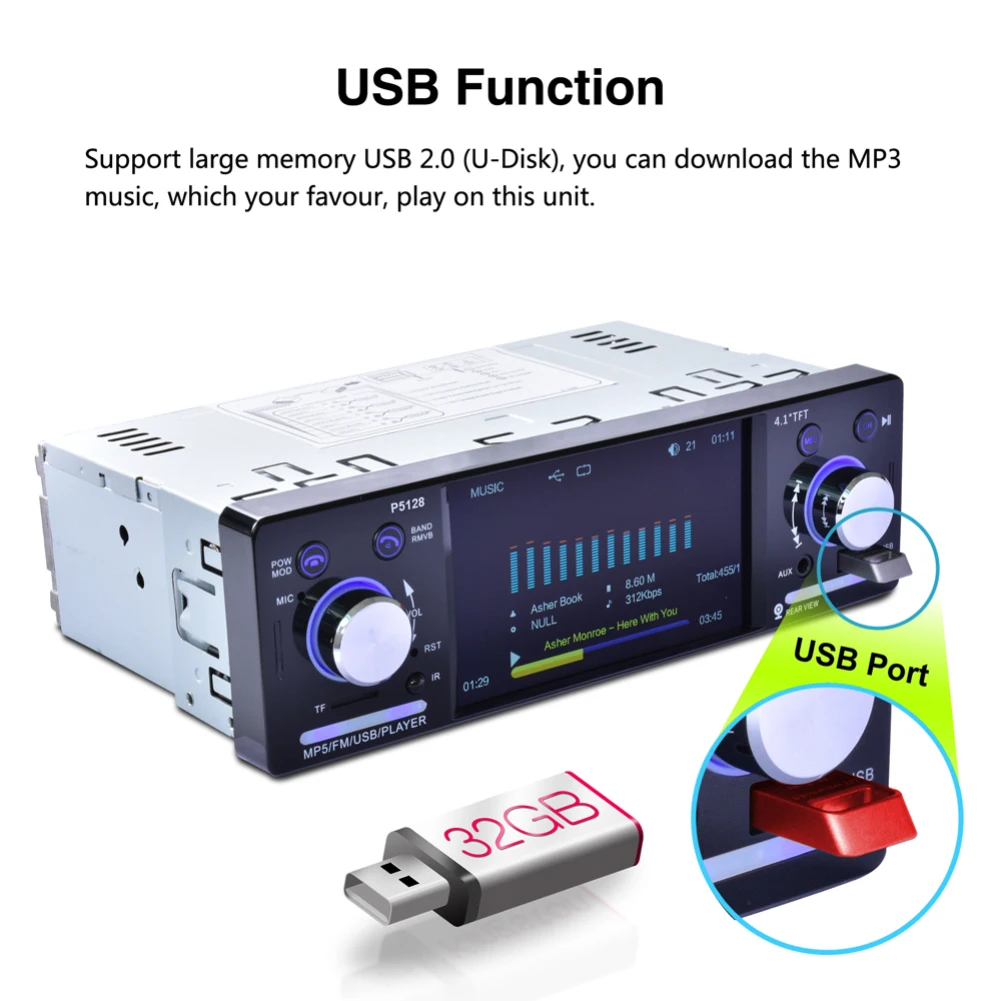 4*60 Вт Bluetooth автомобильный стерео радио 4," HD 1 DIN MP3 MP5 плеер FM Aux вход приемник AUX USB мультимедийный плеер с задней камерой