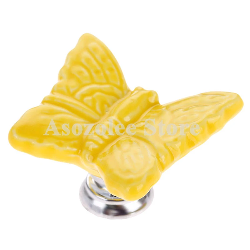 فراشة الأطفال غرفة السيراميك الباب المقابض لطيف خزانة مجلس الوزراء التأثيرات دولاب درج خزانة مقبض شحن مجاني