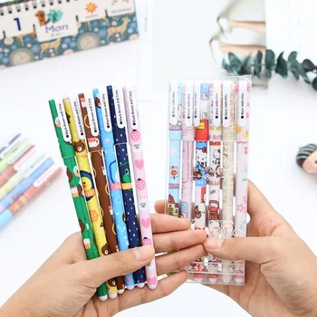 

6 Color Gel pen set Starry Pattern Cute Kitty Hero Roller Ball Pens Stationery Office School Supplies