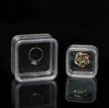 

40*40mm Transparent Floating Display Case Earring Gems Ring Jewelry Suspension Packaging Box PET Membrane Stand Holder SN112