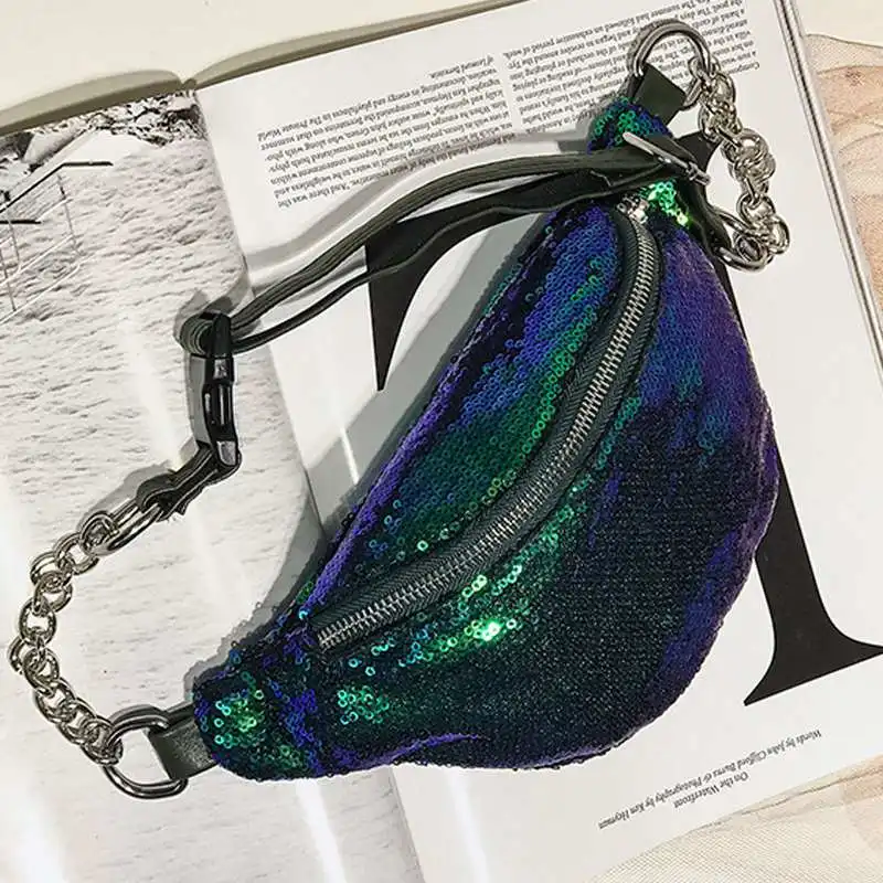 

Litthing Waist Bag Women Fanny Pack Bag Belt Women's Luxury Fashion Bling Sequins Shoulder Messenger Chest Bag heuptas wandelen