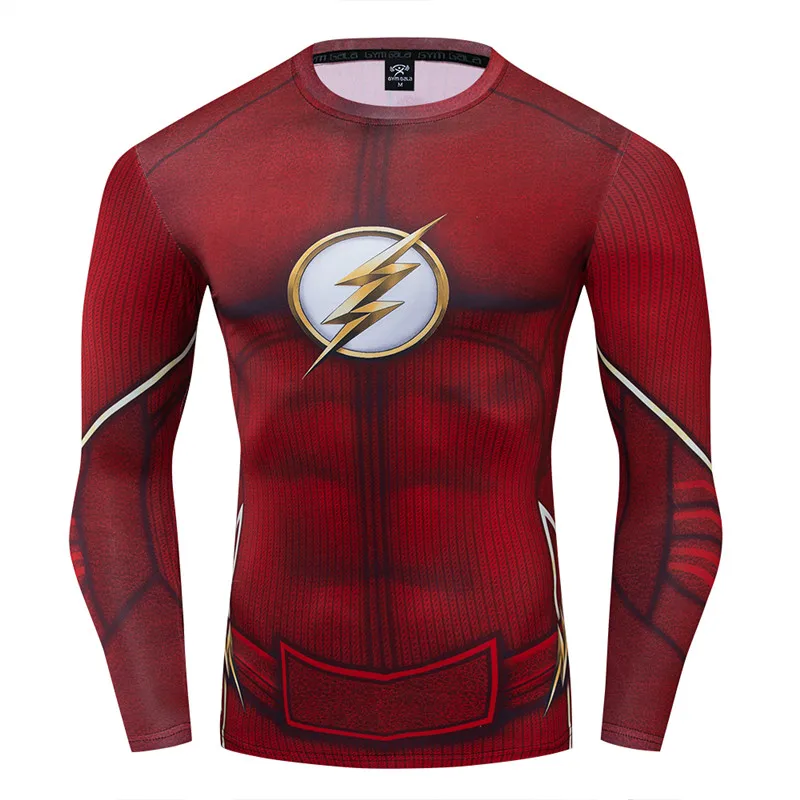 

Flash T shirt Mens Fitness Tight Compression Shirt Marvel Men T-shirts High Quality 3D Print Long Sleeved Cosplay Costume