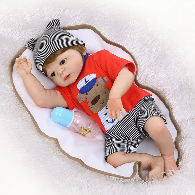 NPKCOLLECTION всего тела силикона Reborn Baby Doll игрушки 46 см для новорожденных Для маленьких мальчиков подарок на день рождения Рождественский