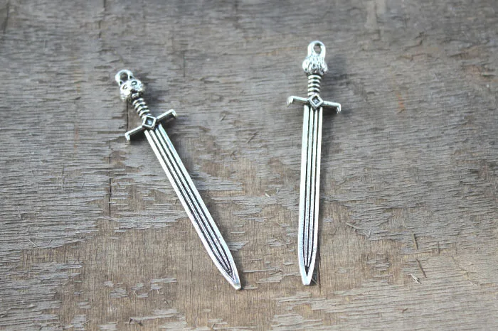 

7pcs- sword Charms, Antique silver Game of throne John snow sword charms pendants 67x14mm