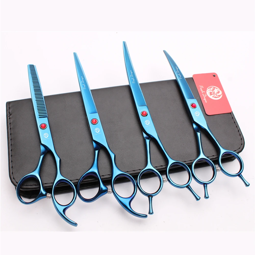 

4Pcs 7" 19.5cm Purple Dragon Clippers for dogs Cutting Shears Thinning Scissors Grooming-for-dog Pets Hair Shears Add Bag Z3002