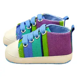 Обувь с мягкой подошвой для маленьких мальчиков и девочек, хлопковые кроссовки Carvan, обувь для кроватки на шнуровке, 0-18 м