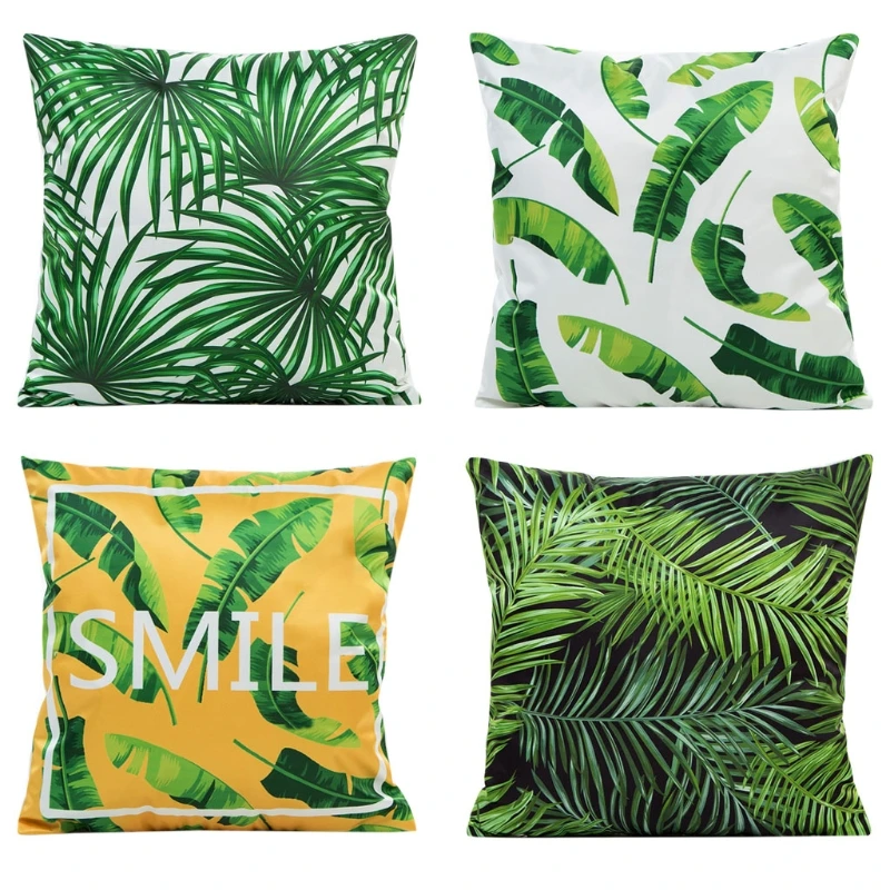 

Tropical Plant Leaf Pattern Home Decorative Cushion Cover Satin Pillow Case Sofa Cushions Covers Home Decoration