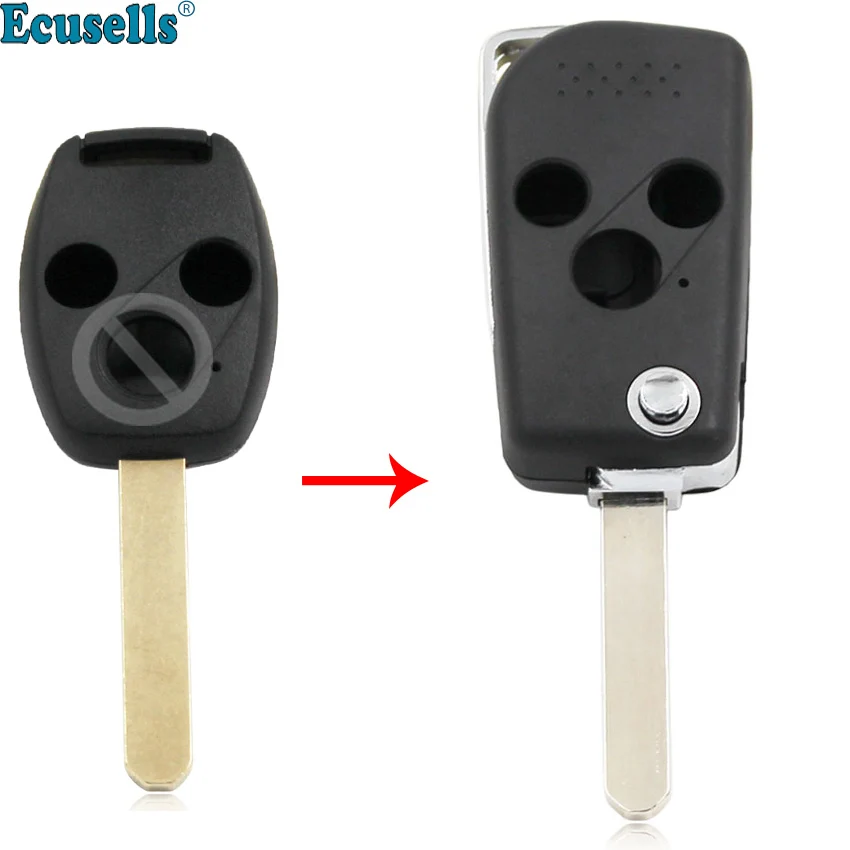 

Modified folding Flip 3 buttons Remote Key fob Shell housing case for HONDA Accord Civic CR-V Fit Odyssey Ridgeline Pilot uncut