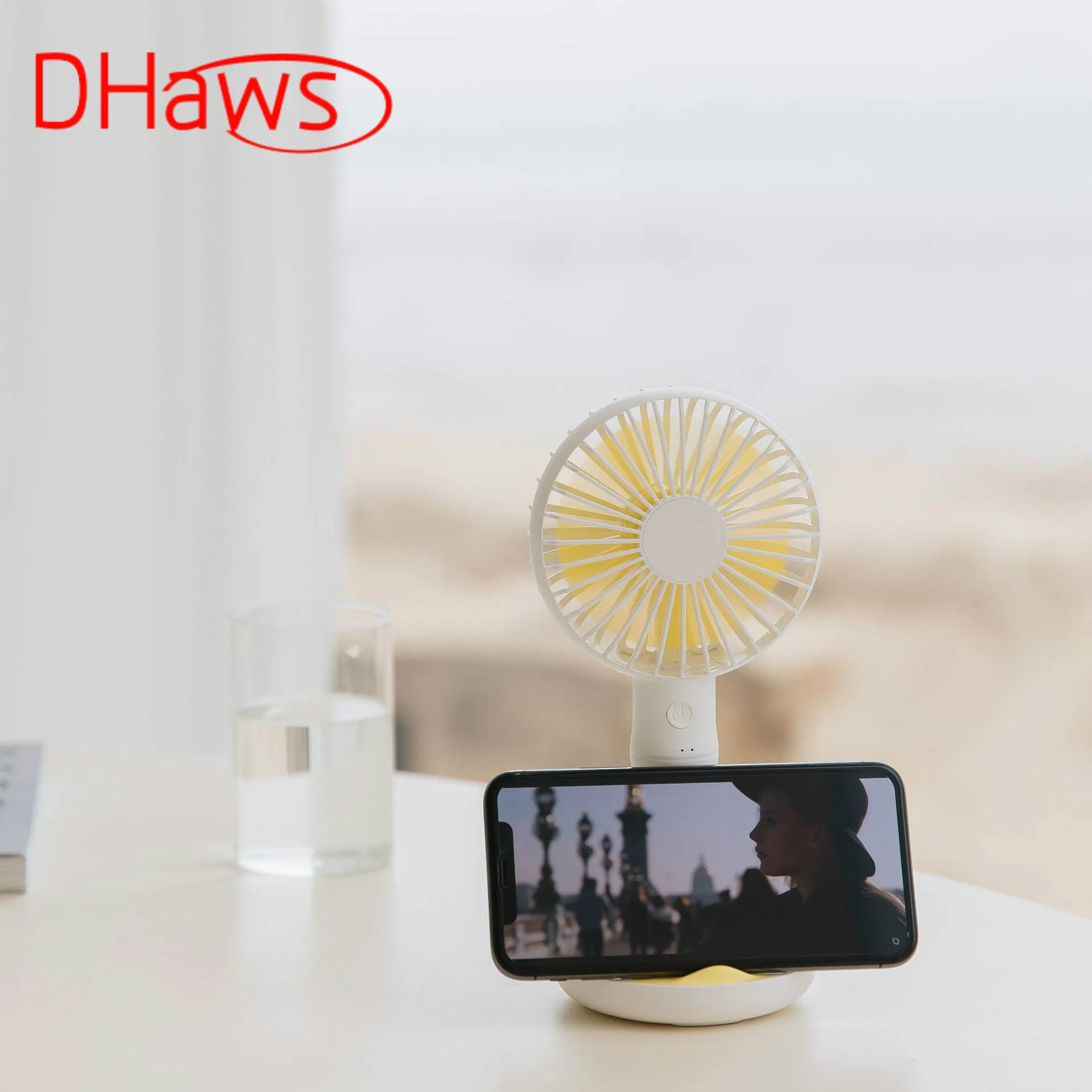 

DHaws 2019 Creative Mini Portable Fan USB Rechargeable Large Wind Small Fan Mini Desktop Mobile Phone Holder Fan