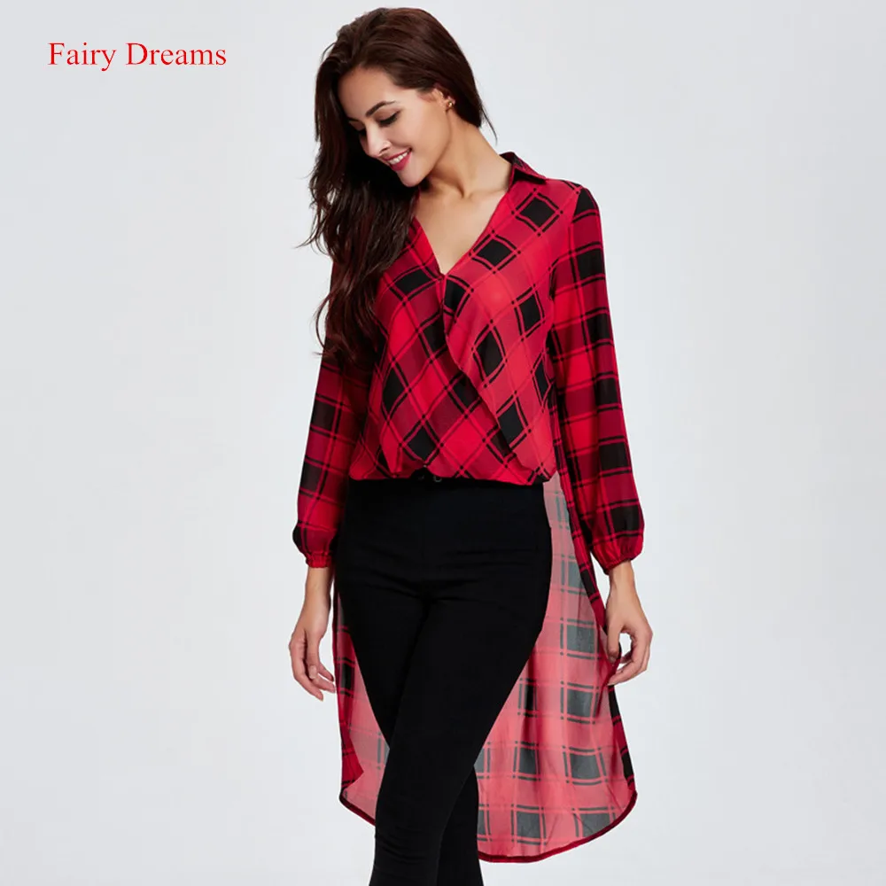plaid chiffon blouse