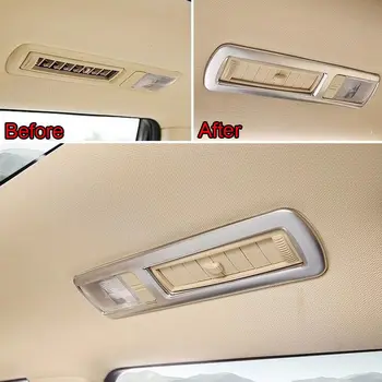 

Fit For Toyota Highlander 2015 4Pcs ABS Matte Silver Car Interior Roof Rear Reading Light Lamp Frame Cover Trim Moulding Styling