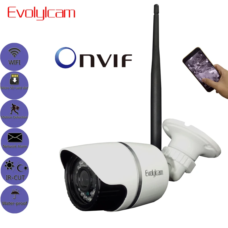 

Evolylcam Wireless Micro SD/TF card slot 1.3MP 960P HD IP Camera Wifi Onvif P2P CCTV Security Network Alarm Bullet Outdoor Cam