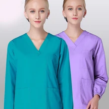 Медицинский костюм больничные зубные взрослые женщины и мужчины хирургическая рабочая одежда с короткими рукавами униформа медсестры сплошной цвет медицинские скрабы набор