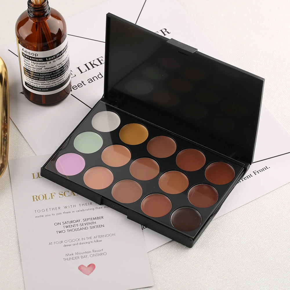 Makeup Facial Concealer Camouflage Cream Base Palette Cosmetic Beauty Tools 15 Color Pro Corrector                               (3)