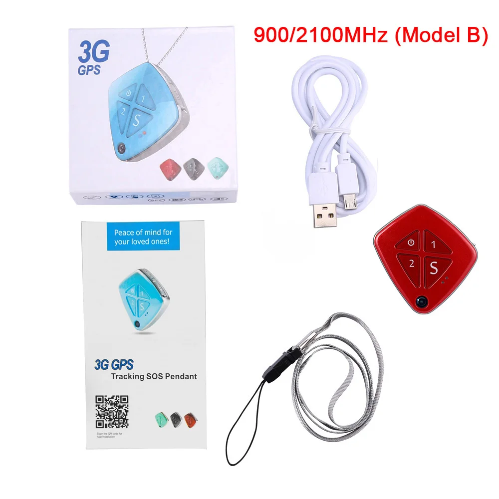 Личное ожерелье 3g мини gps трекер детская камера двухсторонний телефонный звонок Осенняя сигнализация SOS оповещение в режиме реального времени отслеживающее приложение - Цвет: Red B