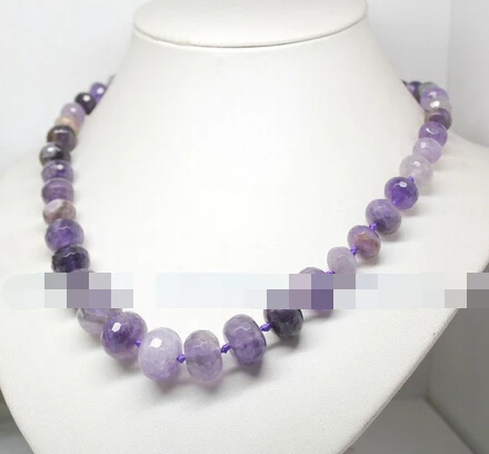 

ddh003806 8mm-17mm Natural faceted roundel amethyst necklace 19" fashion gem stone jewelry
