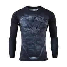 Moto 2016 New Fitness Compression Shirt Men Superman Bodybuilding Long Sleeve 3D T Shirt Crossfit Tops Shirts