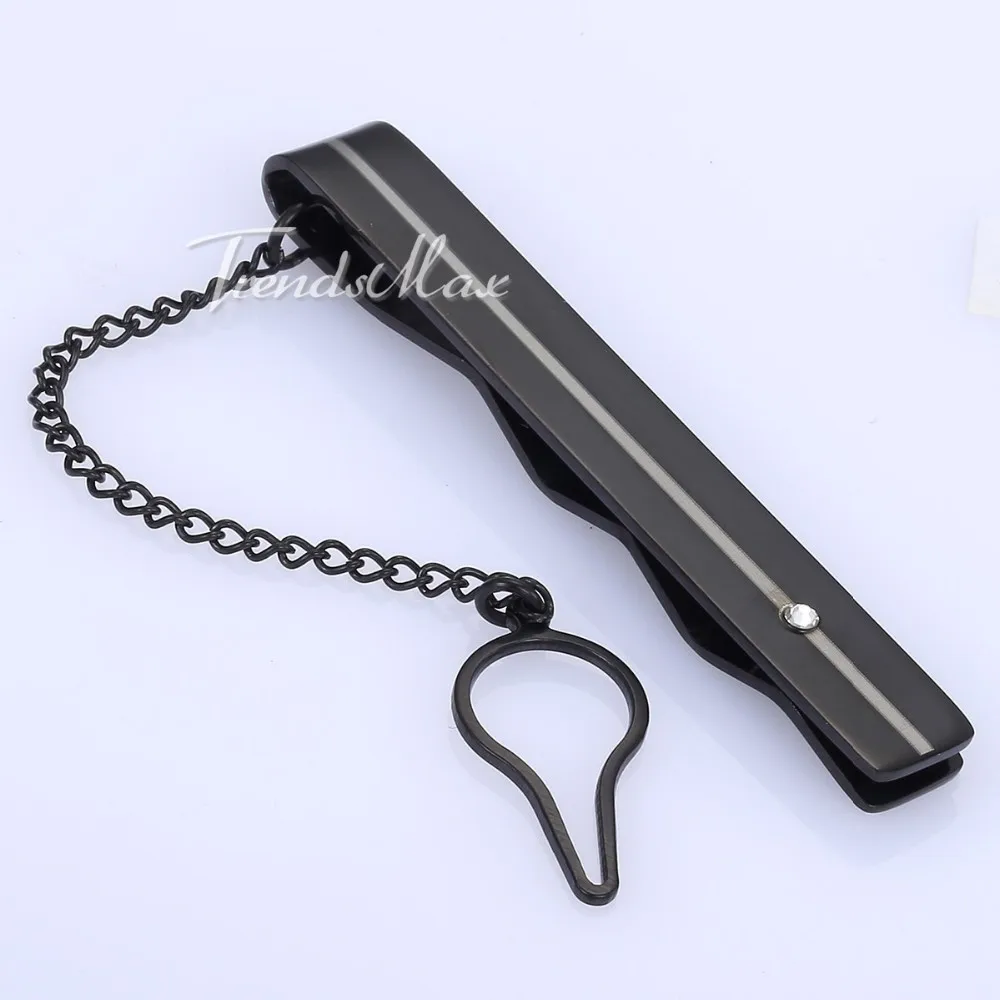 9mm Rhinestones Wavy Stainless Steel Slide Tie Clip Clasp Bar Pin Chain 3 Colors | Украшения и аксессуары
