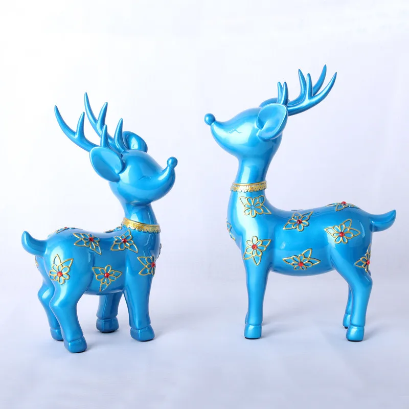 

2Pcs/Set Nordic Style Modern Abstract Resin Deer Statue Resin Ornaments Home Decoration Accessories Geometric Deer Sculpture