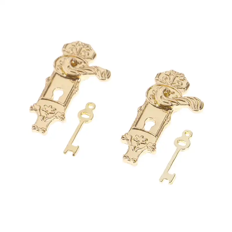 4 Sets Miniature Alloy Door Locks With Keys For 1//12 Dollhouse Accessories