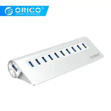 ORICO алюминиевый 10 порт usb-хаб 3,0 Mac Дизайн Высокоскоростной Питание usb разветвитель для Windows XP Vista 7 8 Linux с 1 м кабель для передачи данных