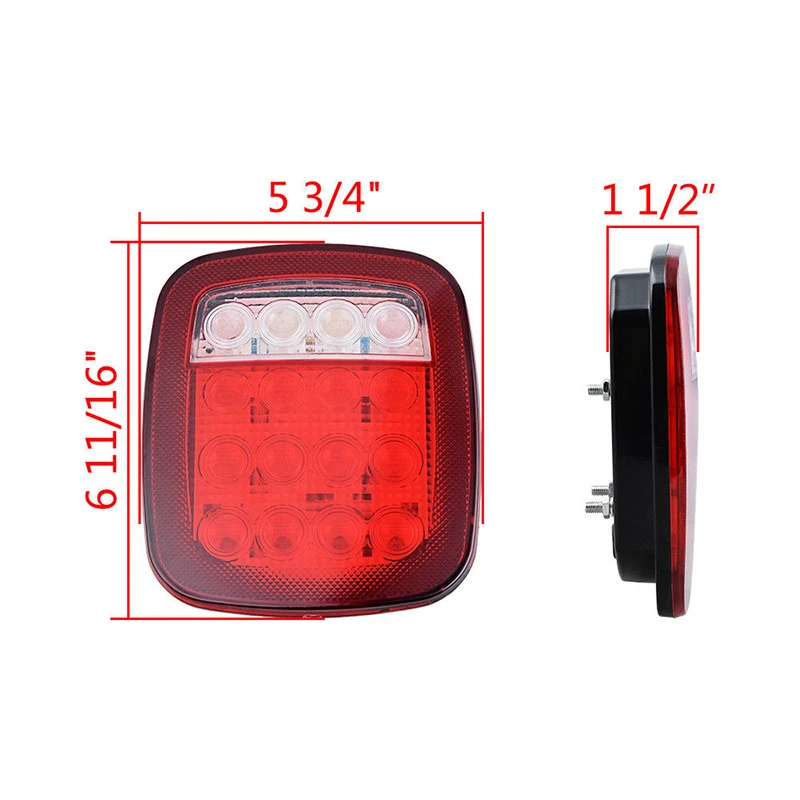 

2pcs Red White Led Side Tail Back-up Reverse Lights For Dc 12v Jeep Bus Truck